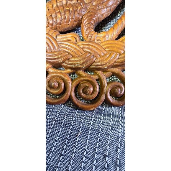 Vintage 1970s Faux Wicker Wall Hanging - Picture 5 of 9